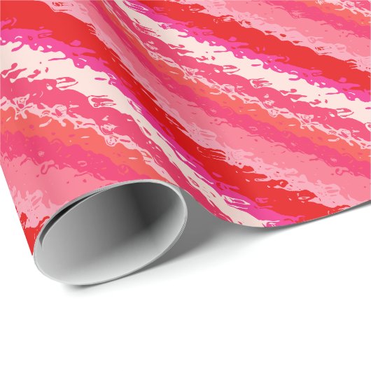 Glasstrepen - koraalschoppen cadeaupapier (Rol Hoek)