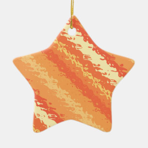 Glasstrepen - schoppen van sinaasappel en goud keramisch ornament