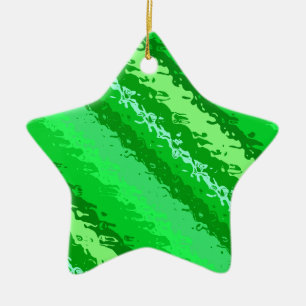 Glasstrepen - tinten van smaragdgroen keramisch ornament