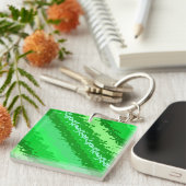 Glasstrepen - tinten van smaragdgroen sleutelhanger (Voorkant Rechts)
