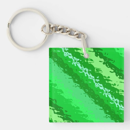 Glasstrepen - tinten van smaragdgroen sleutelhanger (Voorkant)