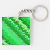 Glasstrepen - tinten van smaragdgroen sleutelhanger (Achterkant)
