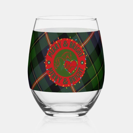 Glassware Multiple Options Plaid Merry & Bright Wijnglas Zonder Voet (Achterkant)