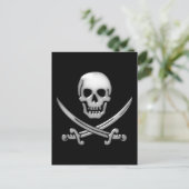 Glassy Pirate Skull & Sword Crossbones Briefkaart (Staand voorkant)