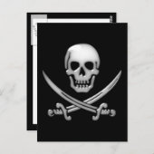 Glassy Pirate Skull & Sword Crossbones Briefkaart (Voorkant / Achterkant)