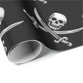 Glassy Pirate Skull & Sword Crossbones Cadeaupapier (Rol Hoek)