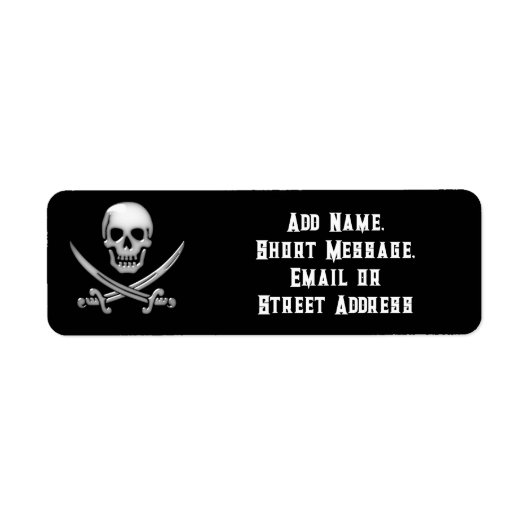 Glassy Pirate Skull & Sword Crossbones Etiket (Voorkant)