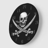 Glassy Pirate Skull & Sword Crossbones Grote Klok (Hoek)