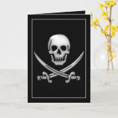 Glassy Pirate Skull & Sword Crossbones Kaart (Gele Bloem)