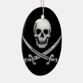 Glassy Pirate Skull & Sword Crossbones Keramisch Ornament (Rechts)