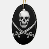Glassy Pirate Skull & Sword Crossbones Keramisch Ornament (Links)