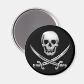 Glassy Pirate Skull & Sword Crossbones Magneet (Voorkant / Achterkant)