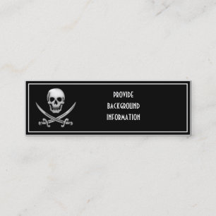 Glassy Pirate Skull & Sword Crossbones Mini Visitekaartje