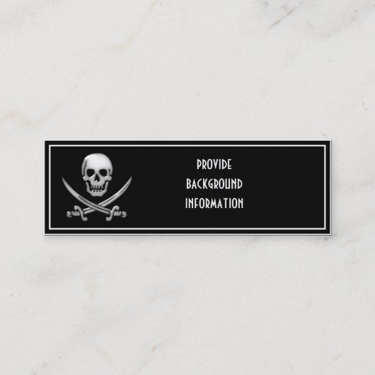 Glassy Pirate Skull & Sword Crossbones Mini Visitekaartje (Voorkant)
