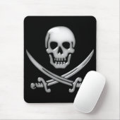 Glassy Pirate Skull & Sword Crossbones Muismat (Met muis)