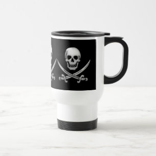 Glassy Pirate Skull & Sword Crossbones Reisbeker