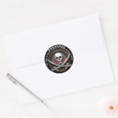 Glassy Pirate Skull & Sword Crossbones Ronde Sticker (Envelop)