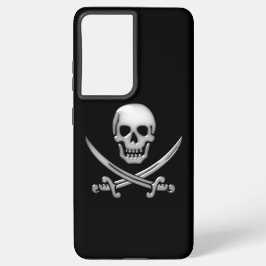 Glassy Pirate Skull & Sword Crossbones Samsung Galaxy Hoesje (Achterkant)