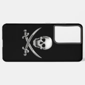 Glassy Pirate Skull & Sword Crossbones Samsung Galaxy Hoesje (Linkerkant)