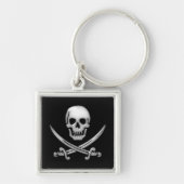 Glassy Pirate Skull & Sword Crossbones Sleutelhanger (Voorkant)