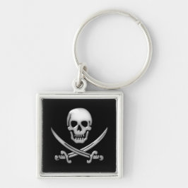 Glassy Pirate Skull & Sword Crossbones Sleutelhanger