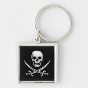 Glassy Pirate Skull & Sword Crossbones Sleutelhanger