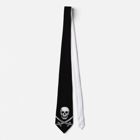 Glassy Pirate Skull & Sword Crossbones Stropdas (Voorkant)