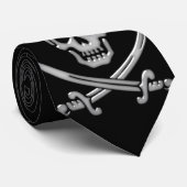 Glassy Pirate Skull & Sword Crossbones Stropdas (Opgerold)