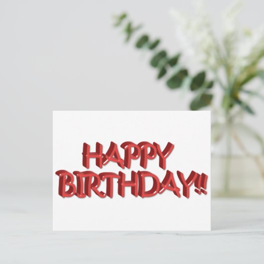 Glassy Red Happy Birthday Text Afbeelding Briefkaart (Staand voorkant)