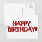 Glassy Red Happy Birthday Text Afbeelding Briefkaart (Voorkant / Achterkant)