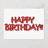 Glassy Red Happy Birthday Text Afbeelding Briefkaart (Voorkant)