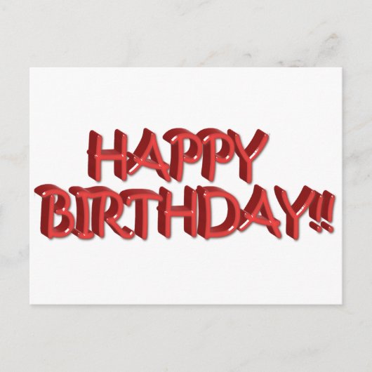 Glassy Red Happy Birthday Text Afbeelding Briefkaart (Voorkant)