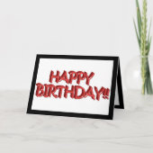 Glassy Red Happy Birthday Text Afbeelding Kaart (Voorkant)