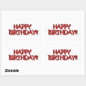 Glassy Red Happy Birthday Text Afbeelding Rechthoekige Sticker (Vel)