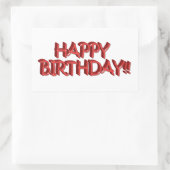 Glassy Red Happy Birthday Text Afbeelding Rechthoekige Sticker (Tas)