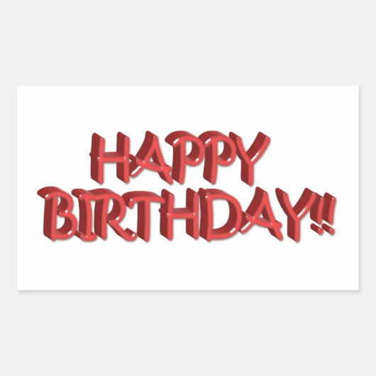 Glassy Red Happy Birthday Text Afbeelding Rechthoekige Sticker (Voorkant)