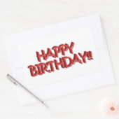 Glassy Red Happy Birthday Text Afbeelding Rechthoekige Sticker (Envelop)