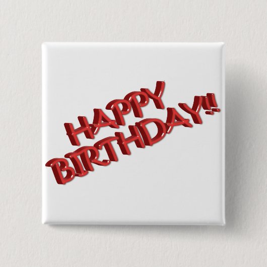 Glassy Red Happy Birthday Text Afbeelding Vierkante Button 5,1 Cm (Voorkant)