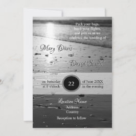 Glassy Sand Grayscale Wedding Kaart