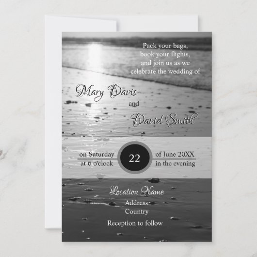 Glassy Sand Grayscale Wedding Kaart (Voorkant)