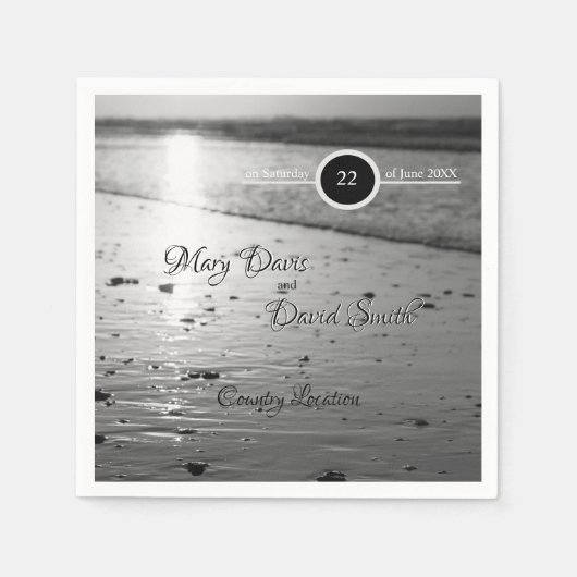 Glassy Sand Grayscale Wedding Servet (Voorkant)