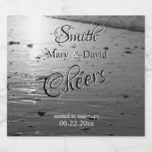 Glassy Sand Grayscale Wedding Sparkling Wijnetiket (Enkel label)