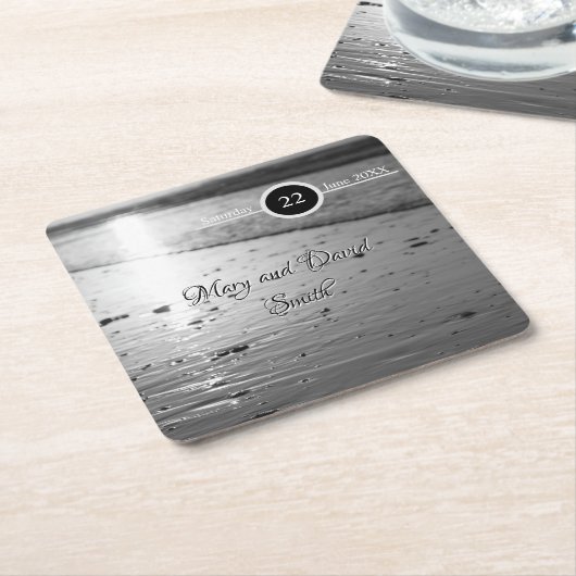 Glassy Zand Grijswaarden Bruiloft Papier Onderzett Kartonnen Onderzetters (Schuin)