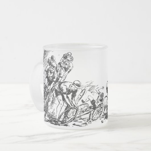 Glastasse "Bicycle Race" Matglas Koffiemok (Voorkant links)
