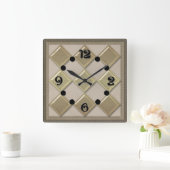 Glastegel 3D beige kleur Vierkante Klok (Huis)