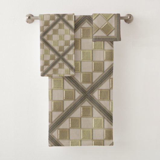 Glastegels 3D-beige kleur Bad Handdoek (Insitu)