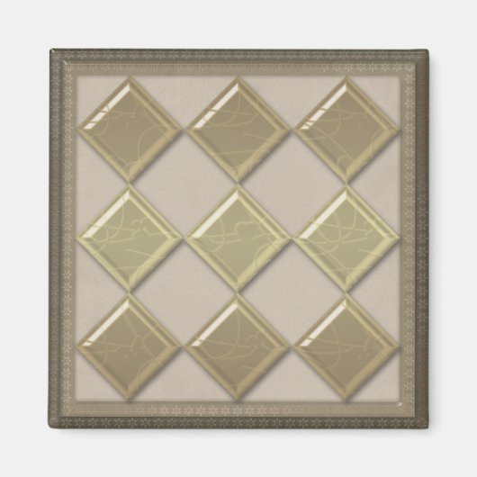 Glastegels 3D-beige kleur Magneet (Voorkant)