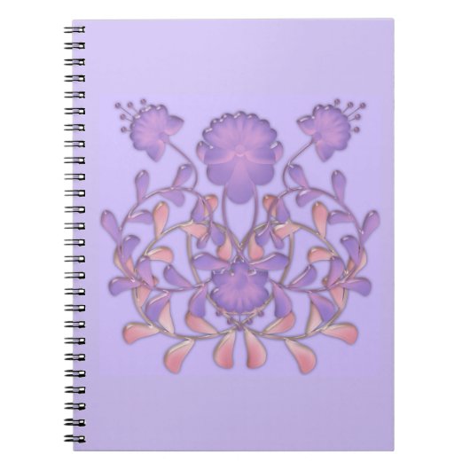 Glastegels 3D bloemen violet gzhel Notitieboek (Voorkant)