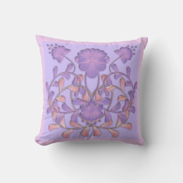 Glastegels 3D vloeibaar violet bloemen gzhel Kussen (Voorkant)