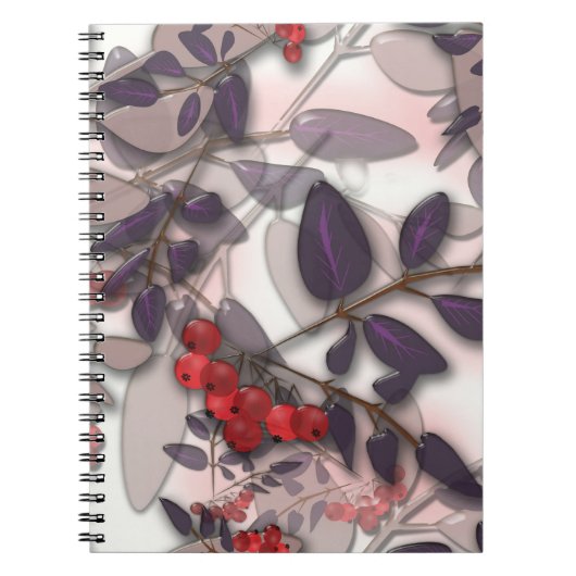 Glastegels 3D vloeibare bladeren en rowanberry Notitieboek (Voorkant)